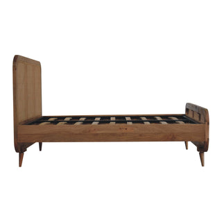 Mango Wood and Rattan Bed, Oak Finish