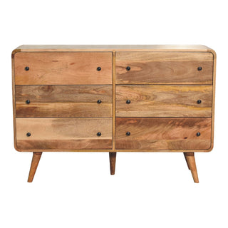 Wide 6-Drawer Chest in Mango Wood with Oak Finish