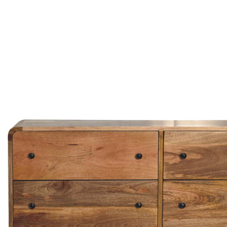 Wide 6-Drawer Chest in Mango Wood with Oak Finish