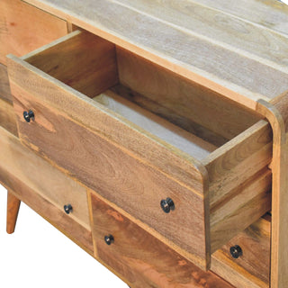 Wide 6-Drawer Chest in Mango Wood with Oak Finish