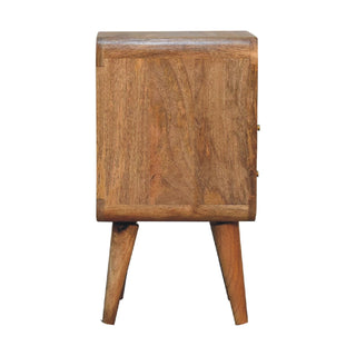 Mango Wood Lille Narrow 2-Drawer Bedside Table, Oak Finish