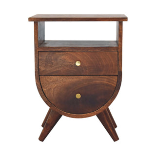 Elen Mango Wood Bedside Table with 2 Drawers and 1 Shelf