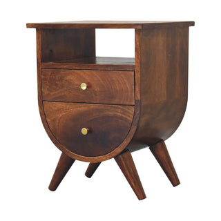 Elen Mango Wood Bedside Table with 2 Drawers and 1 Shelf