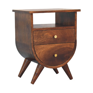 Elen Mango Wood Bedside Table with 2 Drawers and 1 Shelf