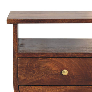 Elen Mango Wood Bedside Table with 2 Drawers and 1 Shelf