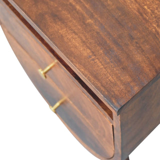 Elen Mango Wood Bedside Table with 2 Drawers and 1 Shelf