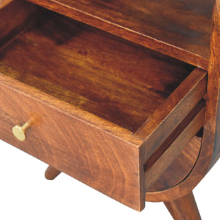 Elen Mango Wood Bedside Table with 2 Drawers and 1 Shelf