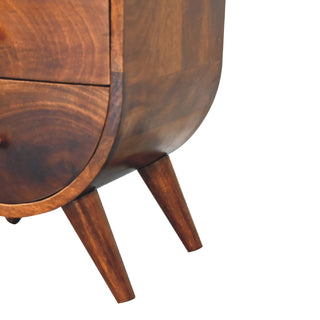 Elen Mango Wood Bedside Table with 2 Drawers and 1 Shelf