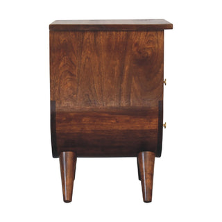 Elen Mango Wood Bedside Table with 2 Drawers and 1 Shelf