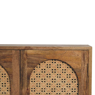 Mango Wood and Rattan Cabinet with Ball Legs