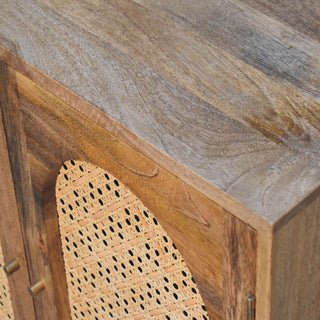 Mango Wood and Rattan Cabinet with Ball Legs