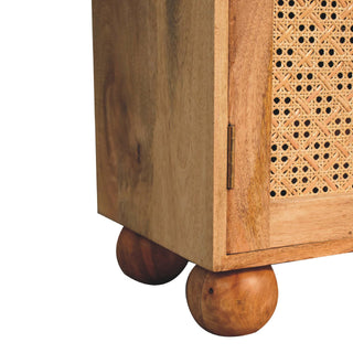 Mango Wood and Rattan Cabinet with Ball Legs