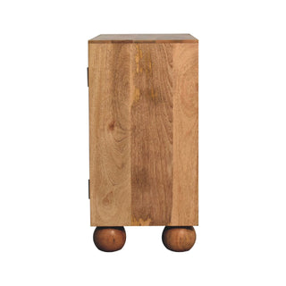 Mango Wood and Rattan Cabinet with Ball Legs