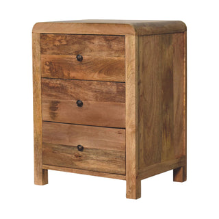 Aspen 3 Drawer Bedside Table, Oak Finish