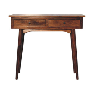 Nordic 2-Drawer Console Table – Mango Wood in Chestnut Finish