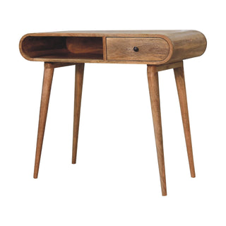 London Desk with 1 Drawer, 1 Shelf, Mango Wood, Oak Finish