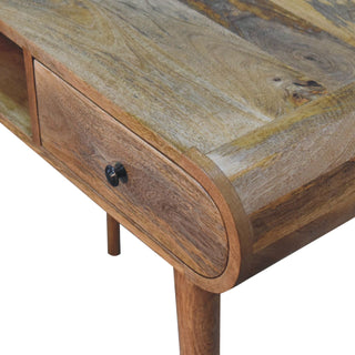 London Desk with 1 Drawer, 1 Shelf, Mango Wood, Oak Finish