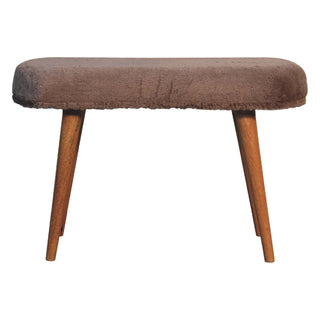 Faux Fur Upholstered Bench with Mango Wood Frame