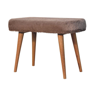 Faux Fur Upholstered Bench with Mango Wood Frame