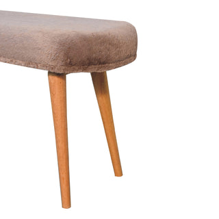 Faux Fur Upholstered Bench with Mango Wood Frame