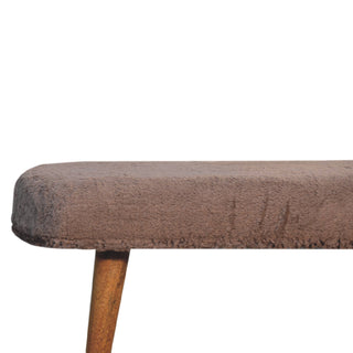 Faux Fur Upholstered Bench with Mango Wood Frame