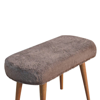 Faux Fur Upholstered Bench with Mango Wood Frame
