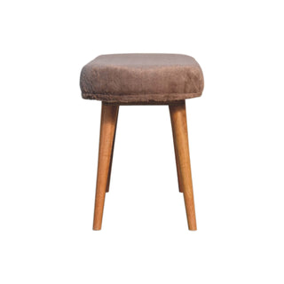 Faux Fur Upholstered Bench with Mango Wood Frame
