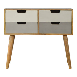 Grey Gradient 4 Drawer Console Table, Mango Wood