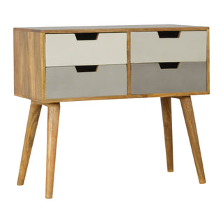 Grey Gradient 4 Drawer Console Table, Mango Wood