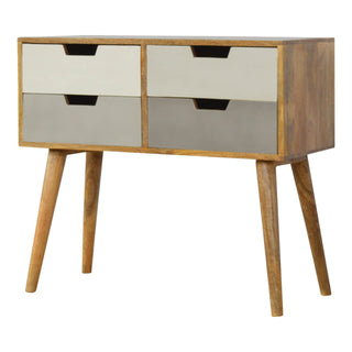 Grey Gradient 4 Drawer Console Table, Mango Wood