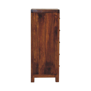 Mango Wood 5-Drawer Tallboy in Chestnut Finish