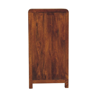 Mango Wood 5-Drawer Tallboy in Chestnut Finish