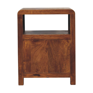 Bedside Table with 1 Shelf and 2 Drawers, Mango Wood, Chestnut Finish