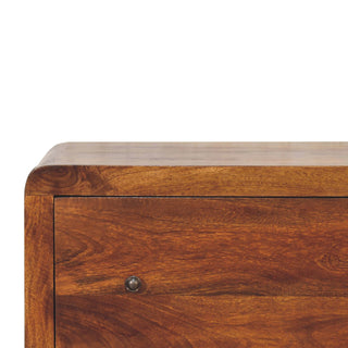 Mango Wood 3-Drawer Chest with Rounded Corners - Chestnut Finish