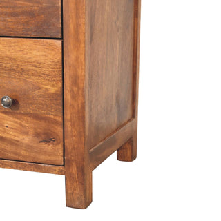 Mango Wood 3-Drawer Chest with Rounded Corners - Chestnut Finish