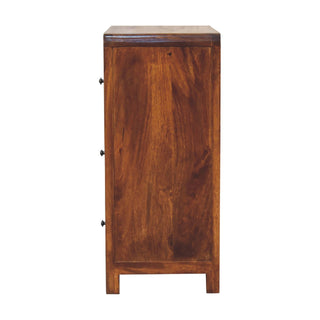 Mango Wood 3-Drawer Chest with Rounded Corners - Chestnut Finish