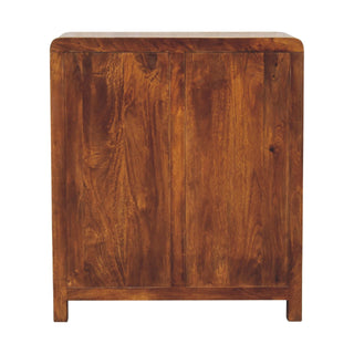 Mango Wood 3-Drawer Chest with Rounded Corners - Chestnut Finish