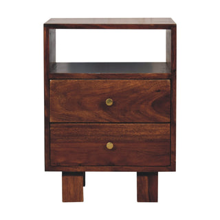 Naya Bedside Table with 2 Drawers, Mango Wood