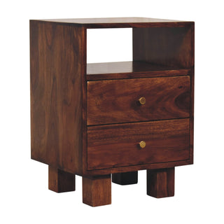 Naya Bedside Table with 2 Drawers, Mango Wood