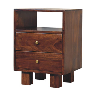 Naya Bedside Table with 2 Drawers, Mango Wood