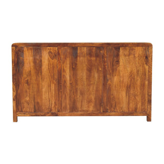 Mango Wood Sideboard with 4 Drawers and 2 Cabinets, Chestnut Finish