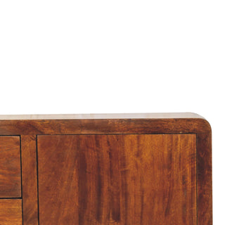 Mango Wood Sideboard with 4 Drawers and 2 Cabinets, Chestnut Finish