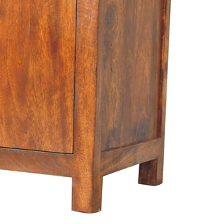 Mango Wood Sideboard with 4 Drawers and 2 Cabinets, Chestnut Finish