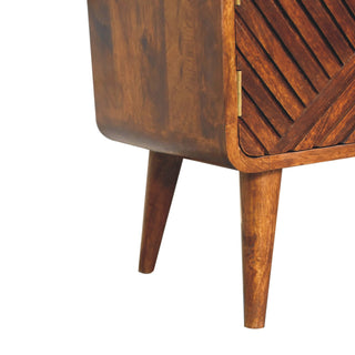 Bouclé Storage Bench in Mango Wood with Chestnut Finish