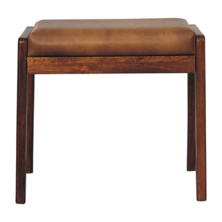 Mango Wood Stool with Buffalo Hide Leather