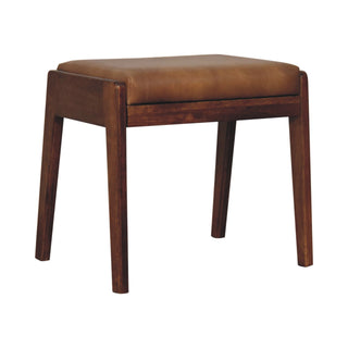 Mango Wood Stool with Buffalo Hide Leather
