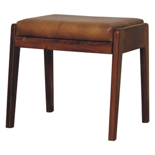 Mango Wood Stool with Buffalo Hide Leather