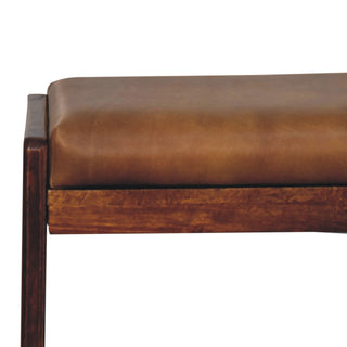 Mango Wood Stool with Buffalo Hide Leather