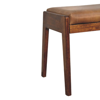 Mango Wood Stool with Buffalo Hide Leather