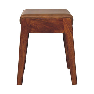 Mango Wood Stool with Buffalo Hide Leather